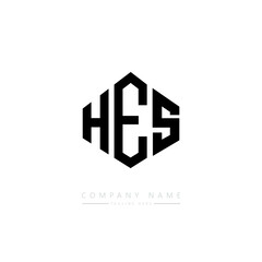 HES letter logo design with polygon shape. HES polygon logo monogram. HES cube logo design. HES hexagon vector logo template white and black colors. HES monogram. HES business and real estate logo. 