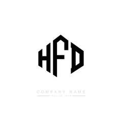 HFD letter logo design with polygon shape. HFD polygon logo monogram. HFD cube logo design. HFD hexagon vector logo template white and black colors. HFD monogram. HFD business and real estate logo.  
