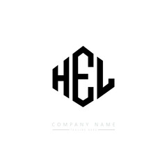 HEL letter logo design with polygon shape. HEL polygon logo monogram. HEL cube logo design. HEL hexagon vector logo template white and black colors. HEL monogram. HEL business and real estate logo. 