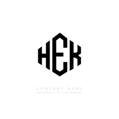 HEK letter logo design with polygon shape. HEK polygon logo monogram. HEK cube logo design. HEK hexagon vector logo template white and black colors. HEK monogram. HEK business and real estate logo. 