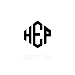 HEP letter logo design with polygon shape. HEP polygon logo monogram. HEP cube logo design. HEP hexagon vector logo template white and black colors. HEP monogram. HEP business and real estate logo. 
