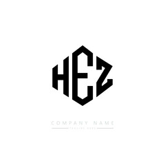 HEZ letter logo design with polygon shape. HEZ polygon logo monogram. HEZ cube logo design. HEZ hexagon vector logo template white and black colors. HEZ monogram. HEZ business and real estate logo. 