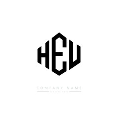 HEU letter logo design with polygon shape. HEU polygon logo monogram. HEU cube logo design. HEU hexagon vector logo template white and black colors. HEU monogram. HEU business and real estate logo. 