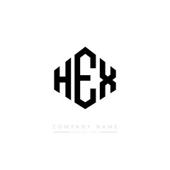 HEX letter logo design with polygon shape. HEX polygon logo monogram. HEX cube logo design. HEX hexagon vector logo template white and black colors. HEX monogram. HEX business and real estate logo. 