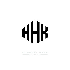 HHK letter logo design with polygon shape. HHK polygon logo monogram. HHK cube logo design. HHK hexagon vector logo template white and black colors. HHK monogram. HHK business and real estate logo. 