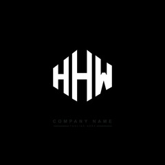 Obraz premium HHW letter logo design with polygon shape. HHW polygon logo monogram. HHW cube logo design. HHW hexagon vector logo template white and black colors. HHW monogram. HHW business and real estate logo. 
