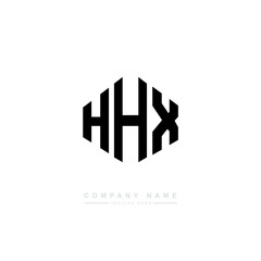 Obraz premium HHX letter logo design with polygon shape. HHX polygon logo monogram. HHX cube logo design. HHX hexagon vector logo template white and black colors. HHX monogram. HHX business and real estate logo. 