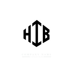HIB letter logo design with polygon shape. HIB polygon logo monogram. HIB cube logo design. HIB hexagon vector logo template white and black colors. HIB monogram. HIB business and real estate logo. 