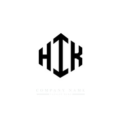 HIK letter logo design with polygon shape. HIK polygon logo monogram. HIK cube logo design. HIK hexagon vector logo template white and black colors. HIK monogram. HIK business and real estate logo. 