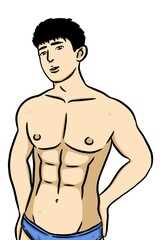 Fototapeta premium cute man cartoon on white background