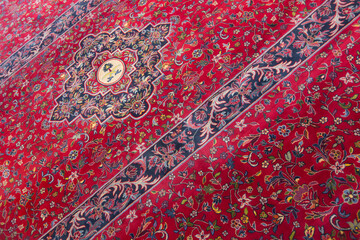 Typical red carpet in a mosque in Saudi Arabia.