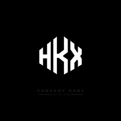 HKX letter logo design with polygon shape. HKX polygon logo monogram. HKX cube logo design. HKX hexagon vector logo template white and black colors. HKX monogram. HKX business and real estate logo. 