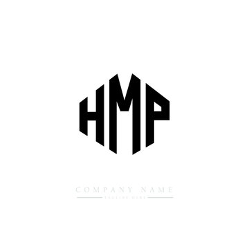HMP letter logo design with polygon shape. HMP polygon logo monogram. HMP cube logo design. HMP hexagon vector logo template white and black colors. HMP monogram. HMP business and real estate logo. 