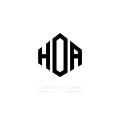 HOA letter logo design with polygon shape. HOA polygon logo monogram. HOA cube logo design. HOA hexagon vector logo template white and black colors. HOA monogram. HOA business and real estate logo. 