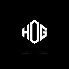 HOG letter logo design with polygon shape. HOG polygon logo monogram. HOG cube logo design. HOG hexagon vector logo template white and black colors. HOG monogram. HOG business and real estate logo. 