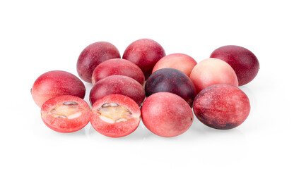 Carissa carandas Linn or Bengal currants, Karanda ,Carunda fruits on white