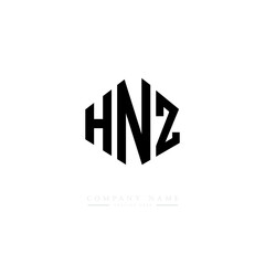 Obraz premium HNZ letter logo design with polygon shape. HNZ polygon logo monogram. HNZ cube logo design. HNZ hexagon vector logo template white and black colors. HNZ monogram. HNZ business and real estate logo. 
