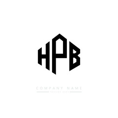 HPB letter logo design with polygon shape. HPB polygon logo monogram. HPB cube logo design. HPB hexagon vector logo template white and black colors. HPB monogram. HPB business and real estate logo. 