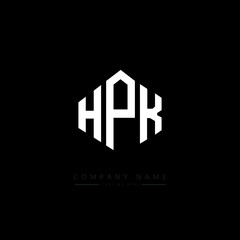 HPK letter logo design with polygon shape. HPK polygon logo monogram. HPK cube logo design. HPK hexagon vector logo template white and black colors. HPK monogram. HPK business and real estate logo. 