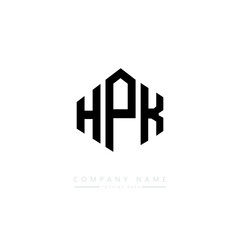 HPK letter logo design with polygon shape. HPK polygon logo monogram. HPK cube logo design. HPK hexagon vector logo template white and black colors. HPK monogram. HPK business and real estate logo. 