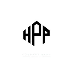Fototapeta premium HPP letter logo design with polygon shape. HPP polygon logo monogram. HPP cube logo design. HPP hexagon vector logo template white and black colors. HPP monogram. HPP business and real estate logo. 