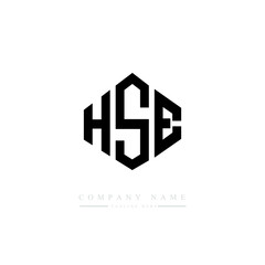 HSE letter logo design with polygon shape. HSE polygon logo monogram. HSE cube logo design. HSE hexagon vector logo template white and black colors. HSE monogram. HSE business and real estate logo. 