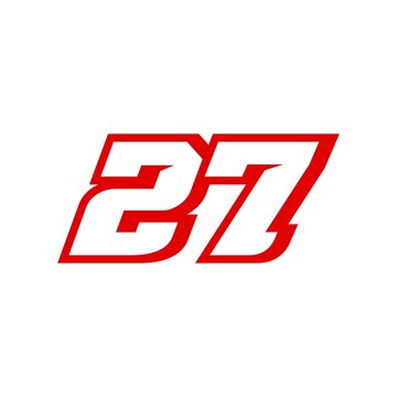 27 Number Racing star isolated on white background