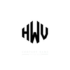 HWV letter logo design with polygon shape. HWV polygon logo monogram. HWV cube logo design. HWV hexagon vector logo template white and black colors. HWV monogram. HWV business and real estate logo. 
