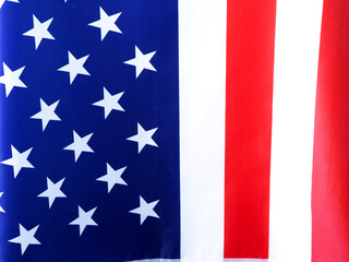 Close-up, the beautiful fabric American flag background. Independence day concept..