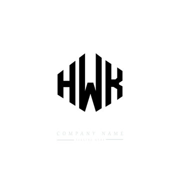 HWK letter logo design with polygon shape. HWK polygon logo monogram. HWK cube logo design. HWK hexagon vector logo template white and black colors. HWK monogram. HWK business and real estate logo. 