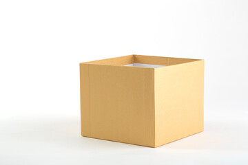 Golden color open box on background, For open box concept