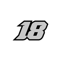 Racing star number 18 isolated on white background