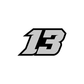 Racing star number 13 isolated on white background