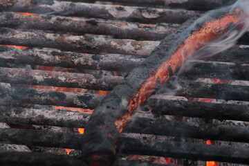 burned chistorra in the grill 