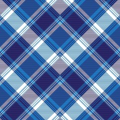 Blue Chevron Plaid Tartan textured Seamless Pattern Design