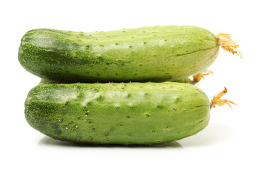 Green cucumber on the white background