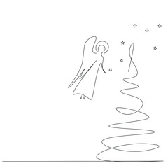 Christmas angel silhouette on white background vector illustration