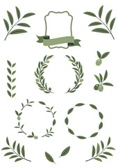 オリーブの素材セット　フレーム　罫線　枠飾り
