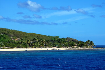 Resort on the beach on an island in Fiji