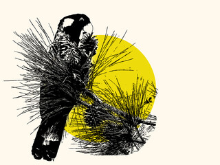 A black cockatoo line pencil drawing art design © QuickStartProjects