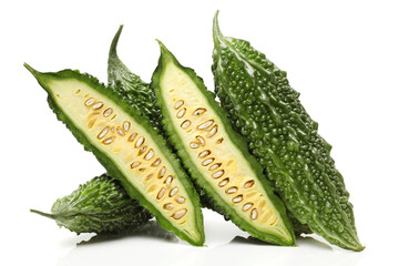  Bitter melon on white background