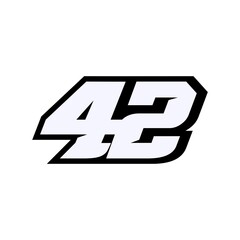 42 Number Racing star isolated on white background