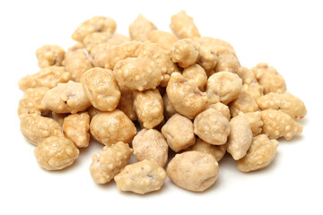 Crispy sweet peanut on white background 