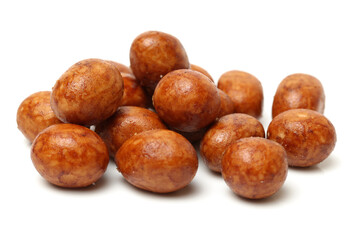 Crispy sweet peanut on white background 