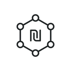 Shekel connection. Money network line icon isolated on white background. Vector illustration