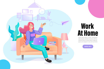 Woman getting money from the computer. business concept illustration. Earning money in the internet, freelance, business online. working from home, teaching and learning online, Remote work.