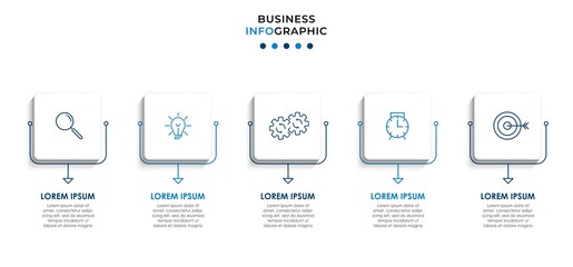 Vector Infographic design business template with icons and 5 options or steps. Can be used for process diagram, presentations, workflow layout, banner, flow chart, info graph