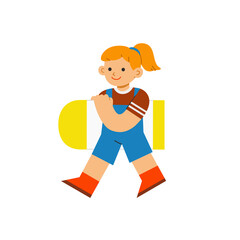 Adorable kid holding eraser. Back to school concept illustration.