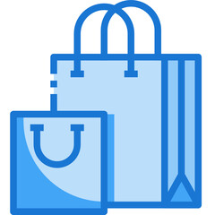 shopping bag blue line icon