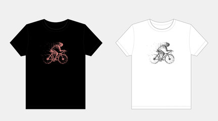 Cyclist image, T-shirt graphic design,vector layered file.